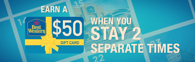 Earn $50 cash card when you stay 2 separate times