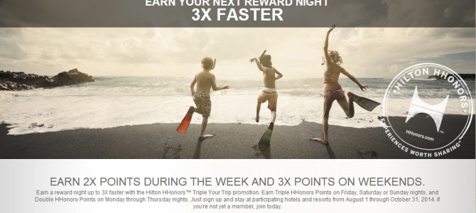 Hilton HHonors double and triple bonus points offer for 2014 Q3