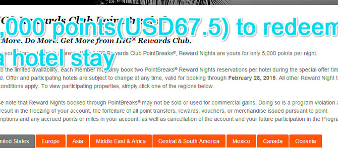 IHG Rewards Club Pointbreaks for November 2014 – Febuary 2015 (Started)