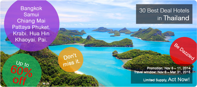 Agoda Thailand Hotel flash sale – up to 40% off. Book by Nov 11, 2014