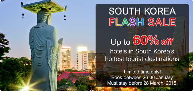 Agoda 5 day Korea Flash Sale – Up to 60% off and book by January 30, 2015