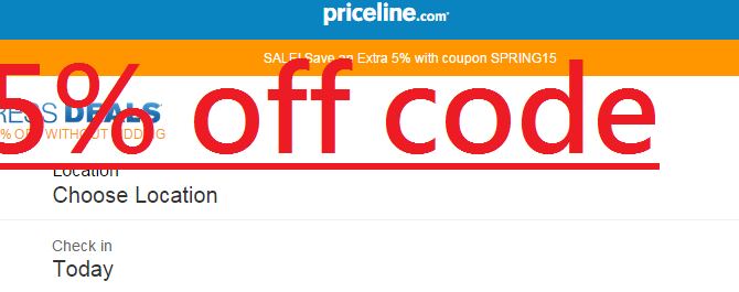 Priceline 5% off Hotel Coupon Code – Must use on mobile website only