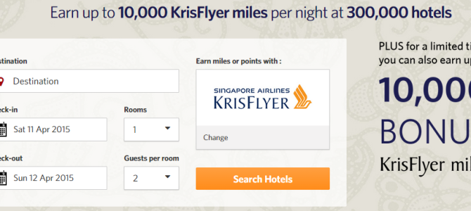 How to earn 10,000 KrisFlyer miles with USD 1,000 spend on Hotel bookings?