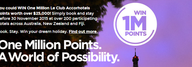 Le Club Accorhotels 1 million points promo: Stay in Australia, New Zealand, Fiji to win.