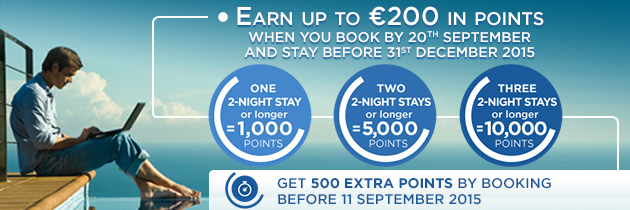 Again! Le Club Accorhotels bonus points promotion. Get 10,000 Le Club points after 3 stay and become gold member.