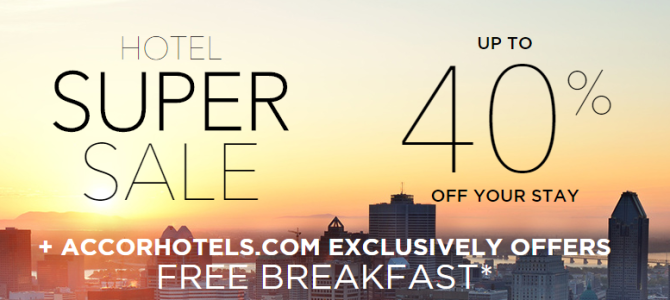 Accorhotels worldwide 40% off sale (Including breakfast) has started ! Book by October 16