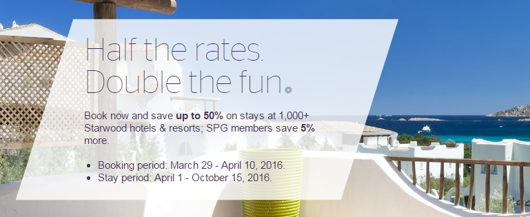 Limited Time Hotel Deals    Starwood Hotels   Resorts