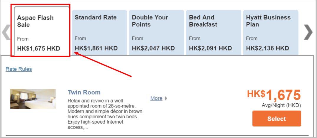 Hyatt   Select Rooms   Rate