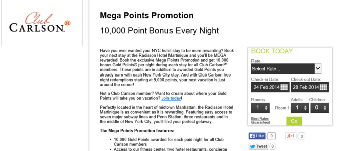 Radisson Mega Points Promotion  – 10,000 Point Bonus Every Night