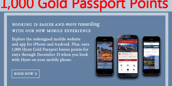 Hyatt Gold Passport Promo: Earn 1,000 bonus points for mobile bookings
