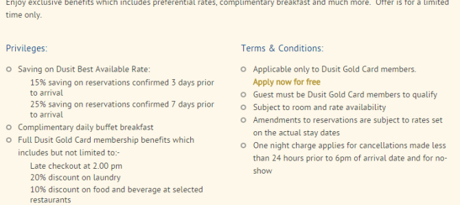 Dusit Promo: 25% off, Free Breakfast and late check out