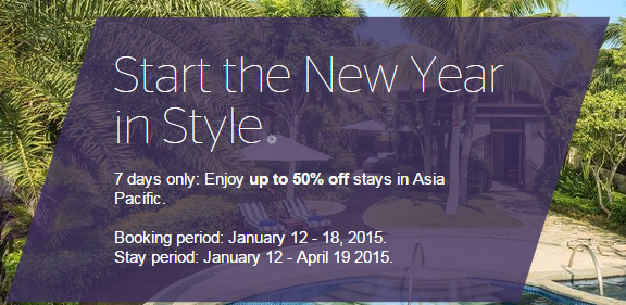 Starwood Red hot deal: up to 50% off for Asia Pacific hotels and resorts – Book by January 18, 2015