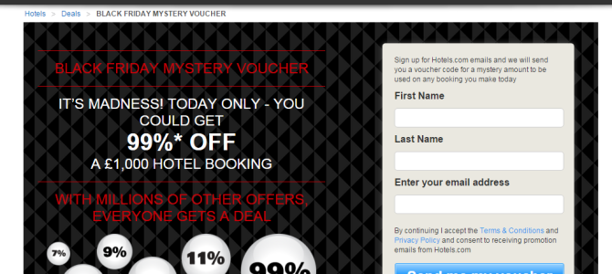 UK Hotels.com giving 99% off coupon on Black Friday (Try your luck to win)