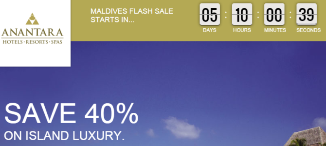 Preview: Anantara and Per Aquum is going to have 40% off flash sale for 6 hotels in Maldives